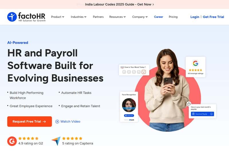 factoHR Attendance Management Software Homepage