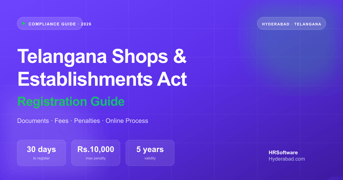 Telangana Shops and Establishments Act registration 2026 — document and fee requirements for Hyderabad businesses