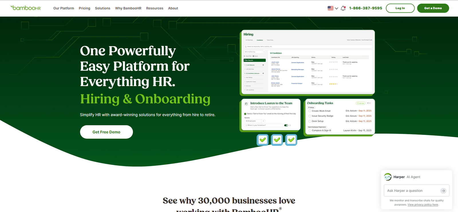 BambooHR homepage screenshot