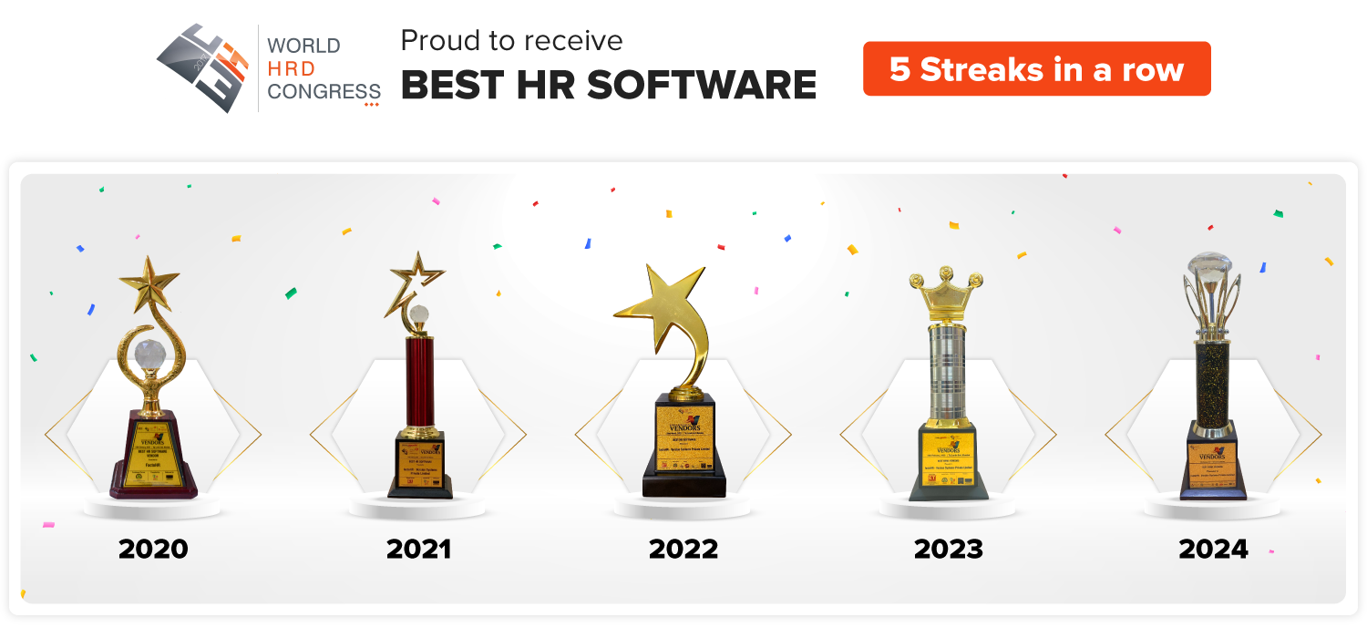 World HRD Congress Best HR Software Award winner for 5 consecutive years from 2020 to 2024