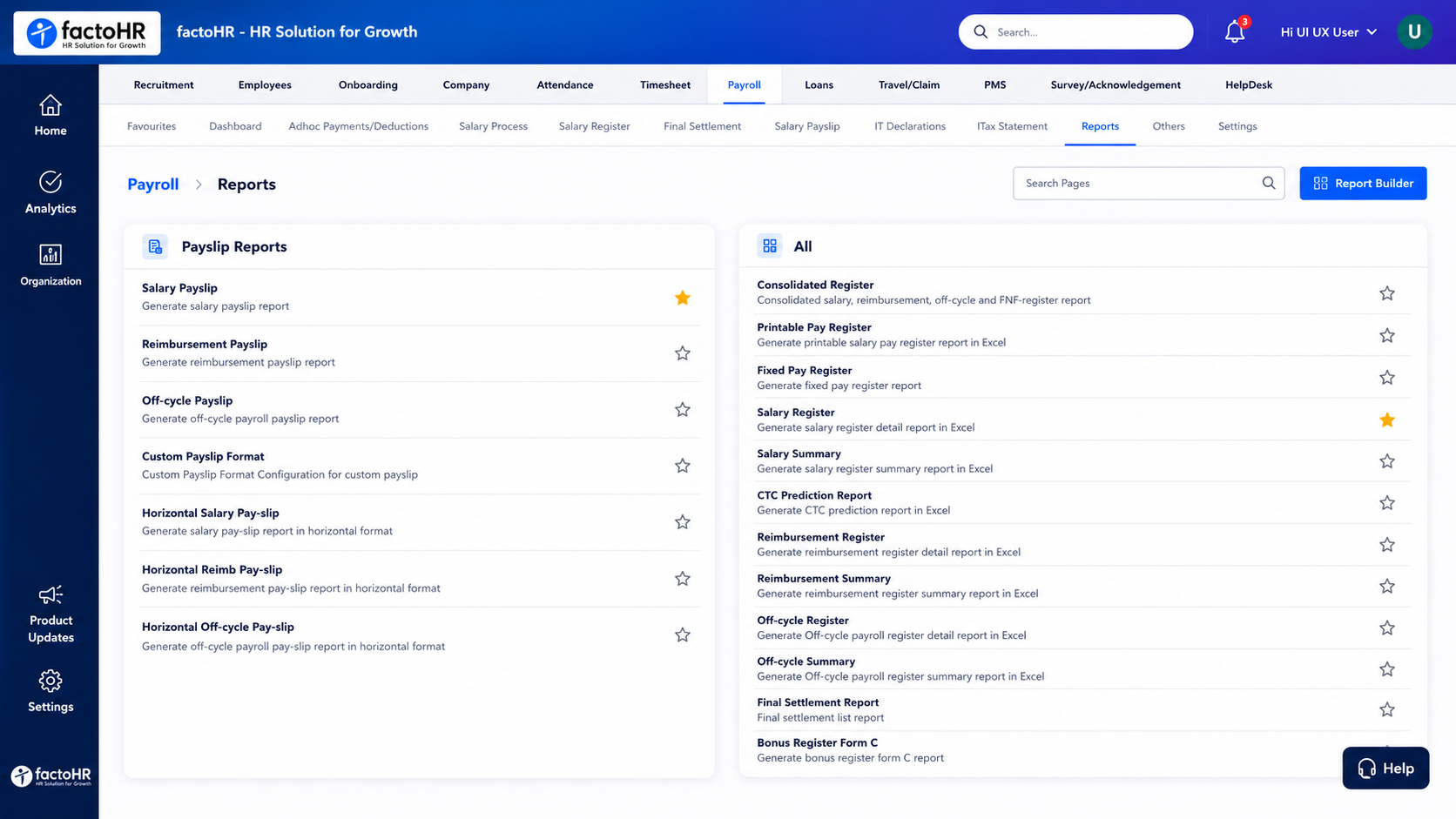 factoHR employee payroll self-service portal