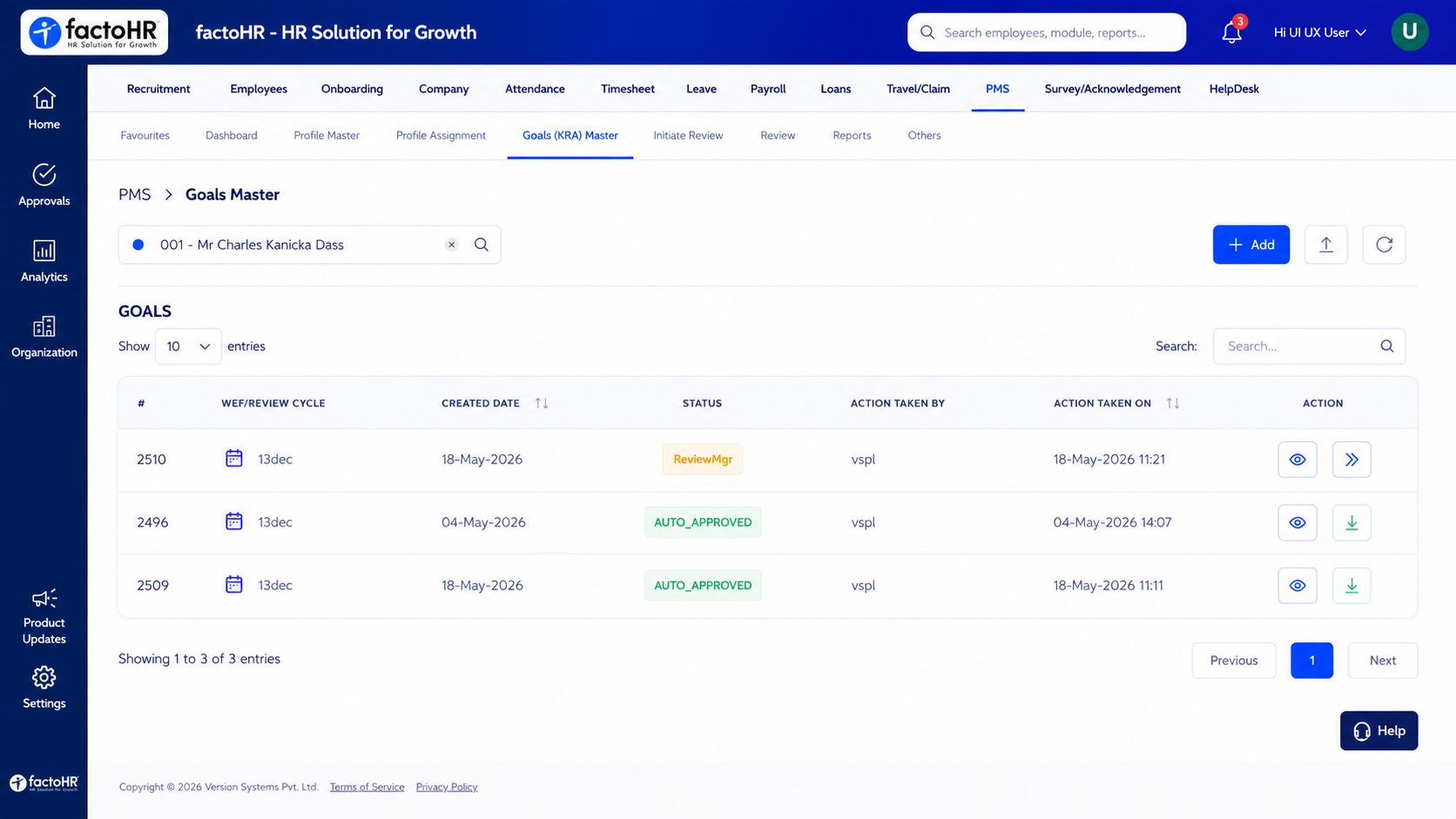 OKR dashboard showing company objectives, key results progress, and team alignment