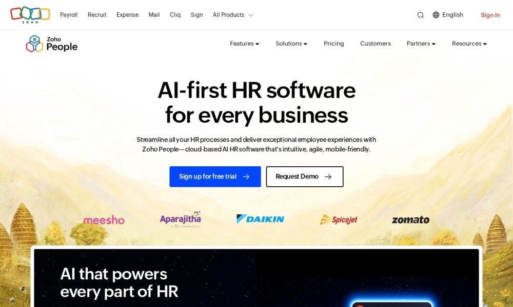 Zoho People attendance management software